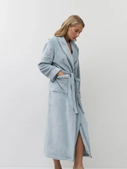 Aruelle Blue Pin Stripe Lea Long Robe Clearance
