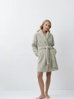 Aruelle Ela Luxury Mid Length Chevron Design Cream Robe Discount
