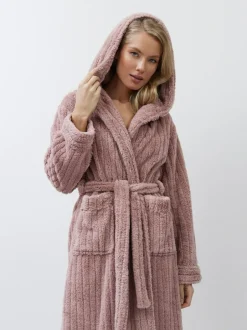 Aruelle Martha Pink Luxury Ribbed Mid-Length Dressing Gown Discount