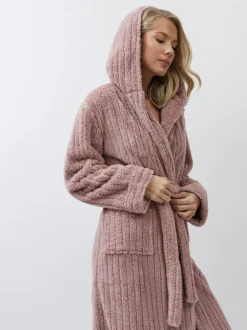 Aruelle Martha Pink Luxury Ribbed Mid-Length Dressing Gown Discount