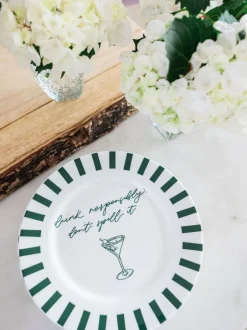 Avalon Home Forest Green Drink Responsibly Dessert Plate Best