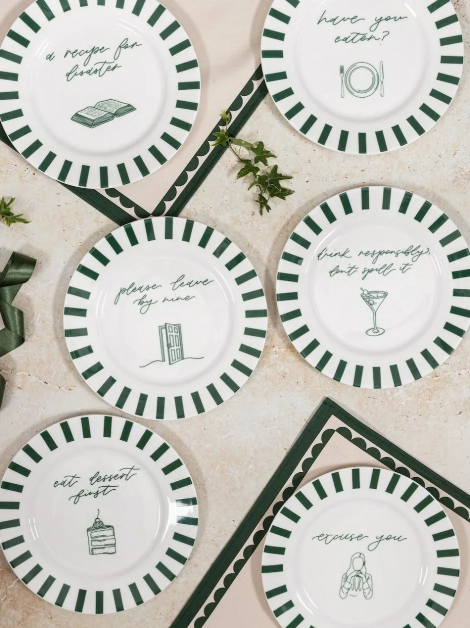 Avalon Home Forest Green Drink Responsibly Dessert Plate Best