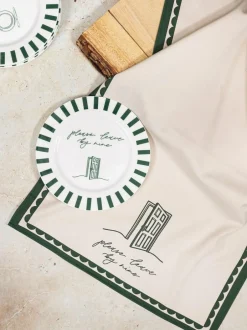 Avalon Home Forest Green Please Leave By Nine Dessert Plate New
