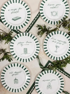 Avalon Home Forest Green Please Leave By Nine Dessert Plate New
