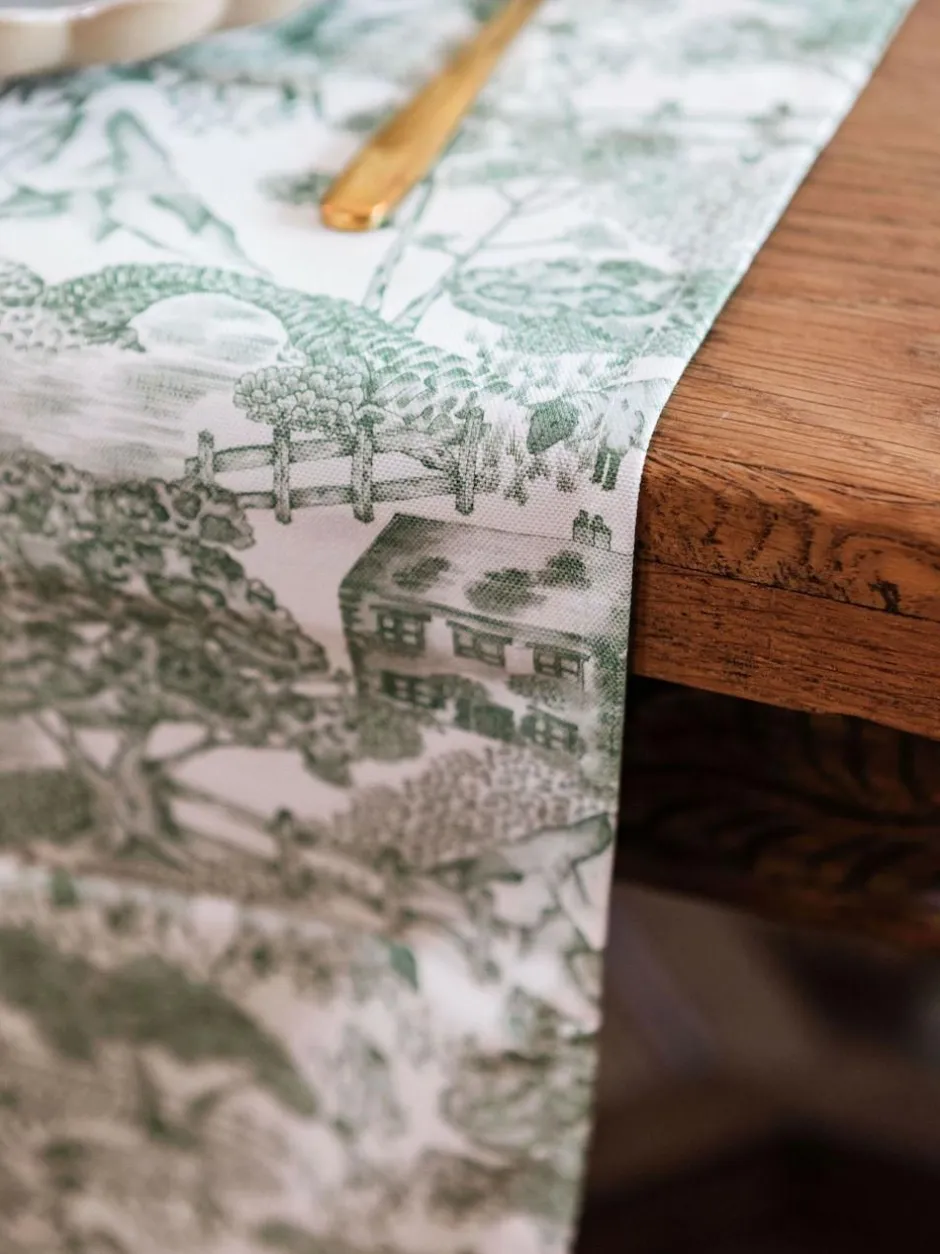Avalon Home Green Lake District Toile Table Runner New