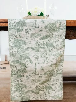 Avalon Home Green Lake District Toile Table Runner New