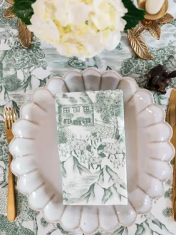 Avalon Home Set of 2 Green Lake District Toile Napkins New