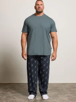 BadRhino Big & Tall Blue Stag Pyjamas Set New