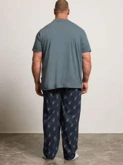 BadRhino Big & Tall Blue Stag Pyjamas Set New