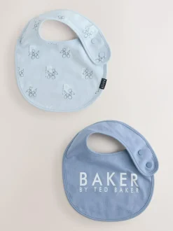 Baker by Ted Baker 2 Pack Blue Baby Bibs Clearance