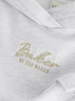Baker by Ted Baker 2 Piece Grey Marl Graphic Hoodie & Cargo Joggers Set New