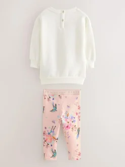 Baker by Ted Baker 2 Piece Longline Bow Sweat and Floral Leggings Set Pink Outlet