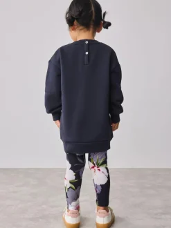 Baker by Ted Baker 2 Piece Longline Bow Sweat and Floral Leggings Set Navy Best