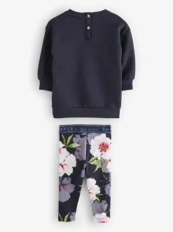 Baker by Ted Baker 2 Piece Longline Bow Sweat and Floral Leggings Set Navy Best