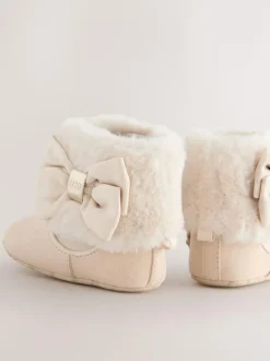 Baker by Ted Baker Baby Girls Faux Fur Trim Padders Boots Bone New