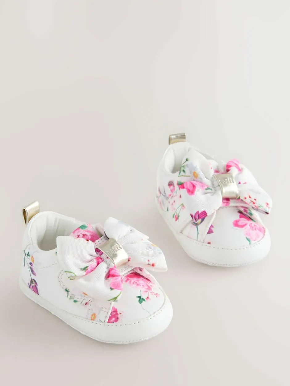 Baker by Ted Baker Baby Girls Organza Bow Padders Trainers White Floral Discount