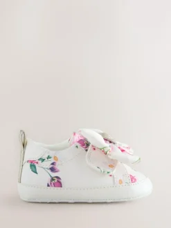 Baker by Ted Baker Baby Girls Organza Bow Padders Trainers White Floral Discount