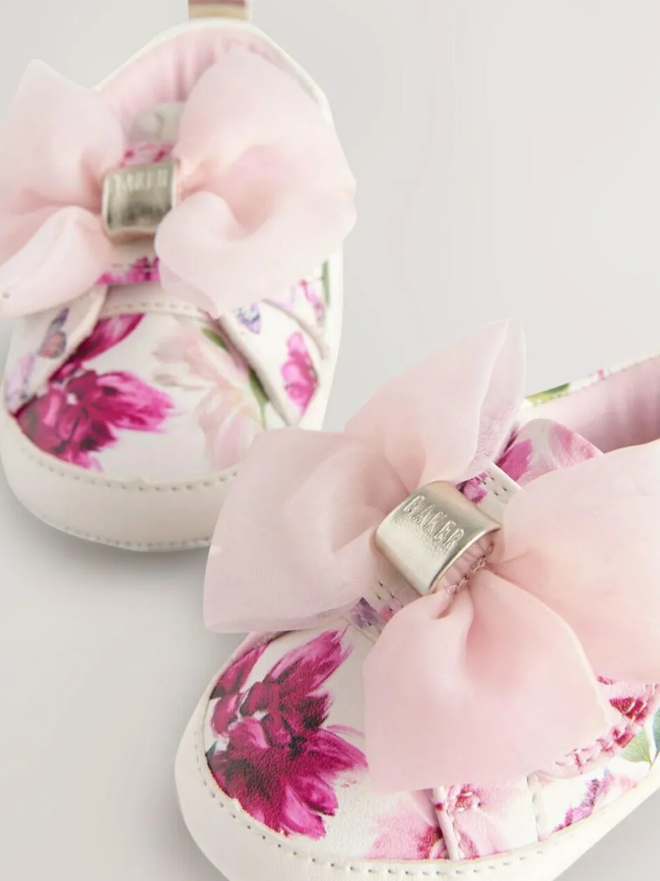 Baker by Ted Baker Baby Girls Organza Bow Padders Trainers Bright Pink/White Discount