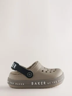 Baker by Ted Baker Borg Lined Clog Slippers Stone Clearance