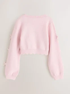 Baker by Ted Baker Bow Sleeve Scallop Edge Cardigan Pink Online