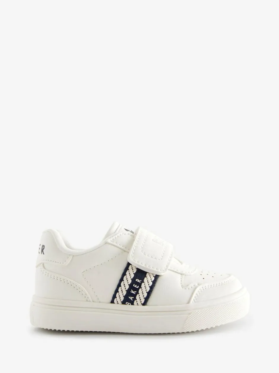 Baker by Ted Baker Boys Branded Tape Trainers White/Blue Discount