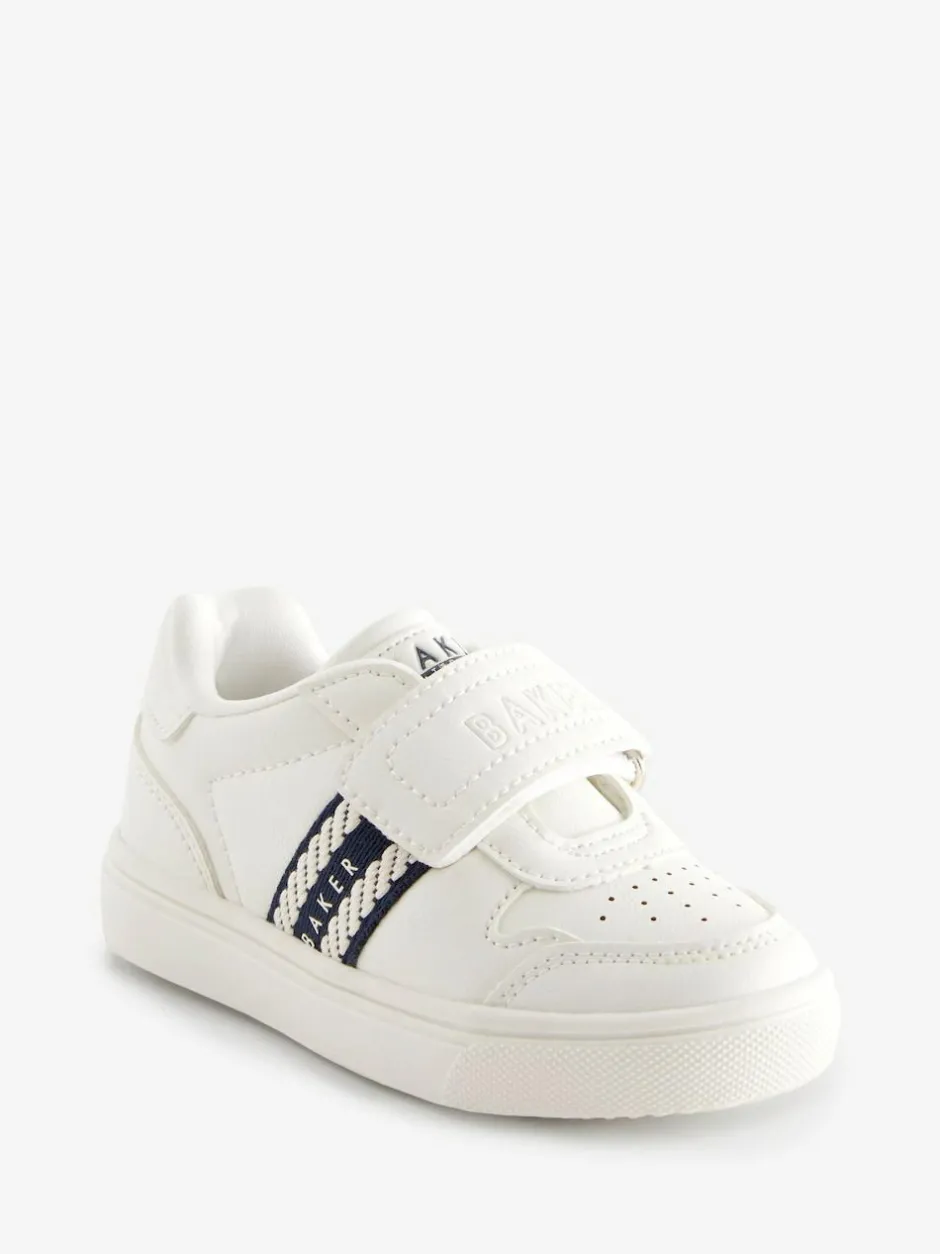 Baker by Ted Baker Boys Branded Tape Trainers White/Blue Discount