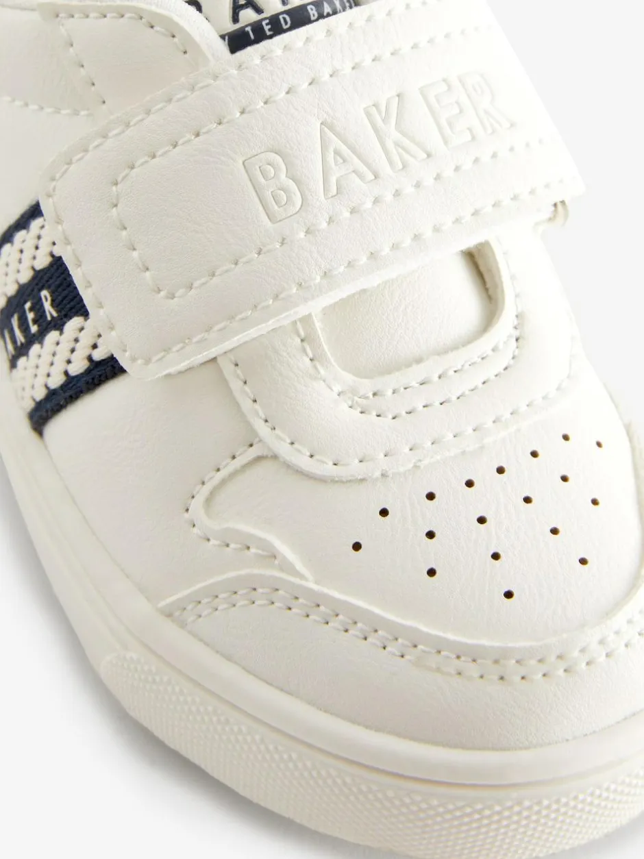 Baker by Ted Baker Boys Branded Tape Trainers White/Blue Discount