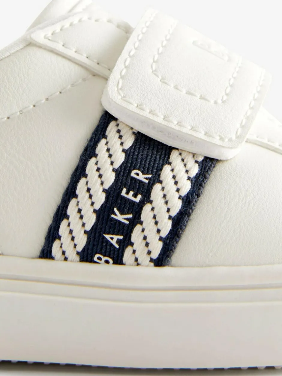 Baker by Ted Baker Boys Branded Tape Trainers White/Blue Discount
