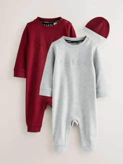 Baker by Ted Baker Burgundy Red/Grey Romper and Reversible Hat Hot