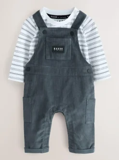 Baker by Ted Baker Charcoal Grey Cord Dungarees Set Clearance