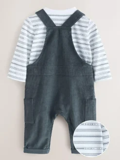 Baker by Ted Baker Charcoal Grey Cord Dungarees Set Clearance