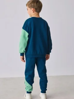 Baker by Ted Baker Colourblock Sweat Top and Joggers Set Green Outlet