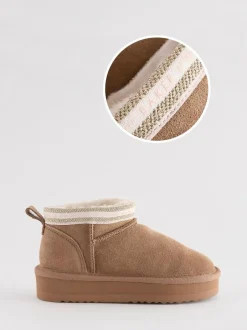 Baker by Ted Baker Girls Water Repellent Cosy Suede Boots Tan Brown Sale