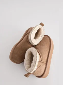 Baker by Ted Baker Girls Water Repellent Cosy Suede Boots Tan Brown Sale