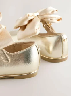 Baker by Ted Baker Girls Mary Jane Bow Occasion Shoes Gold Hot