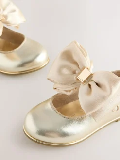 Baker by Ted Baker Girls Mary Jane Bow Occasion Shoes Gold Hot