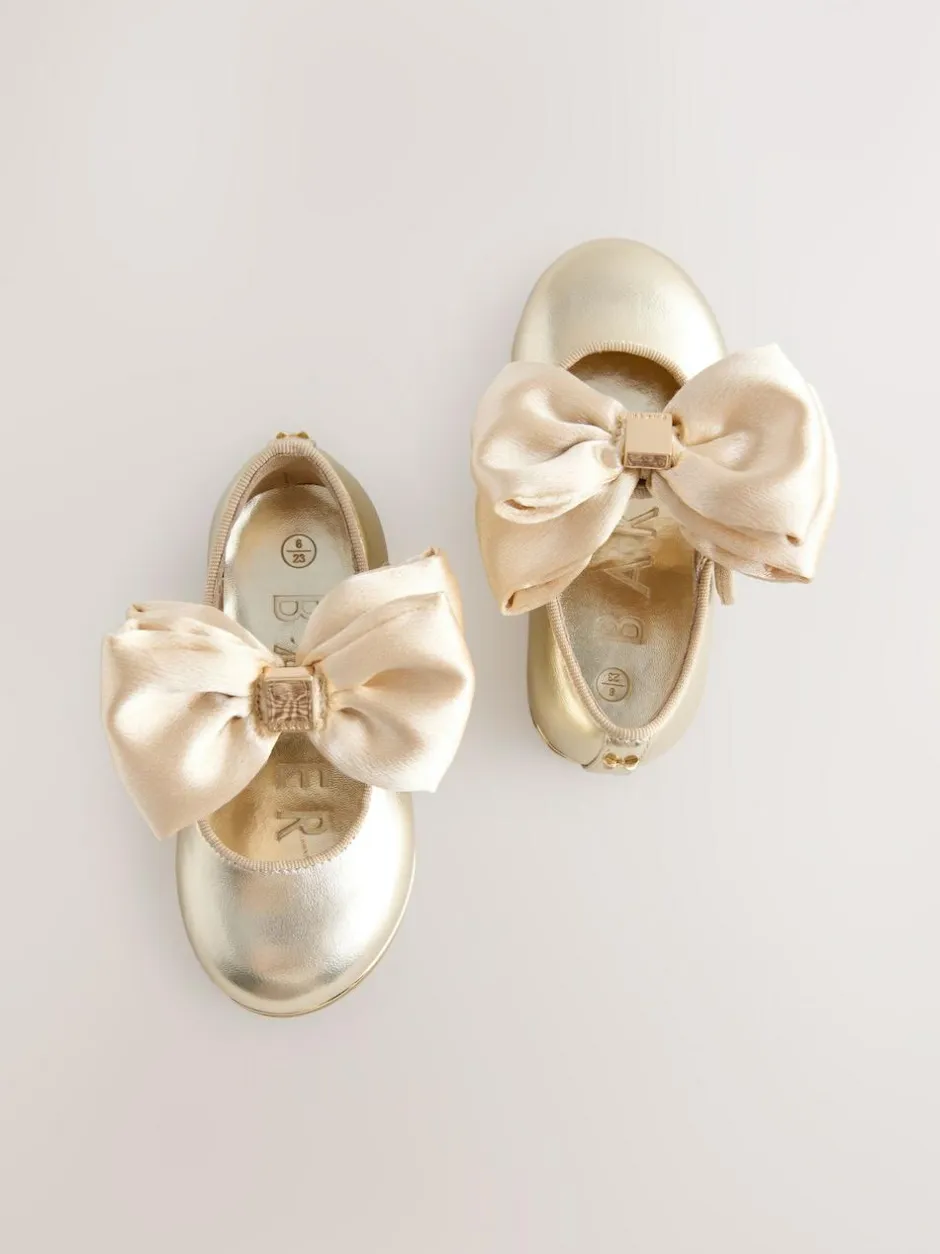 Baker by Ted Baker Girls Mary Jane Bow Occasion Shoes Gold Hot