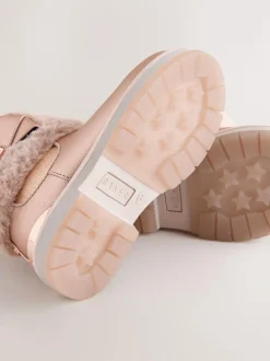 Baker by Ted Baker Girls Faux Fur Cuff Boots with Bow Pink Sale