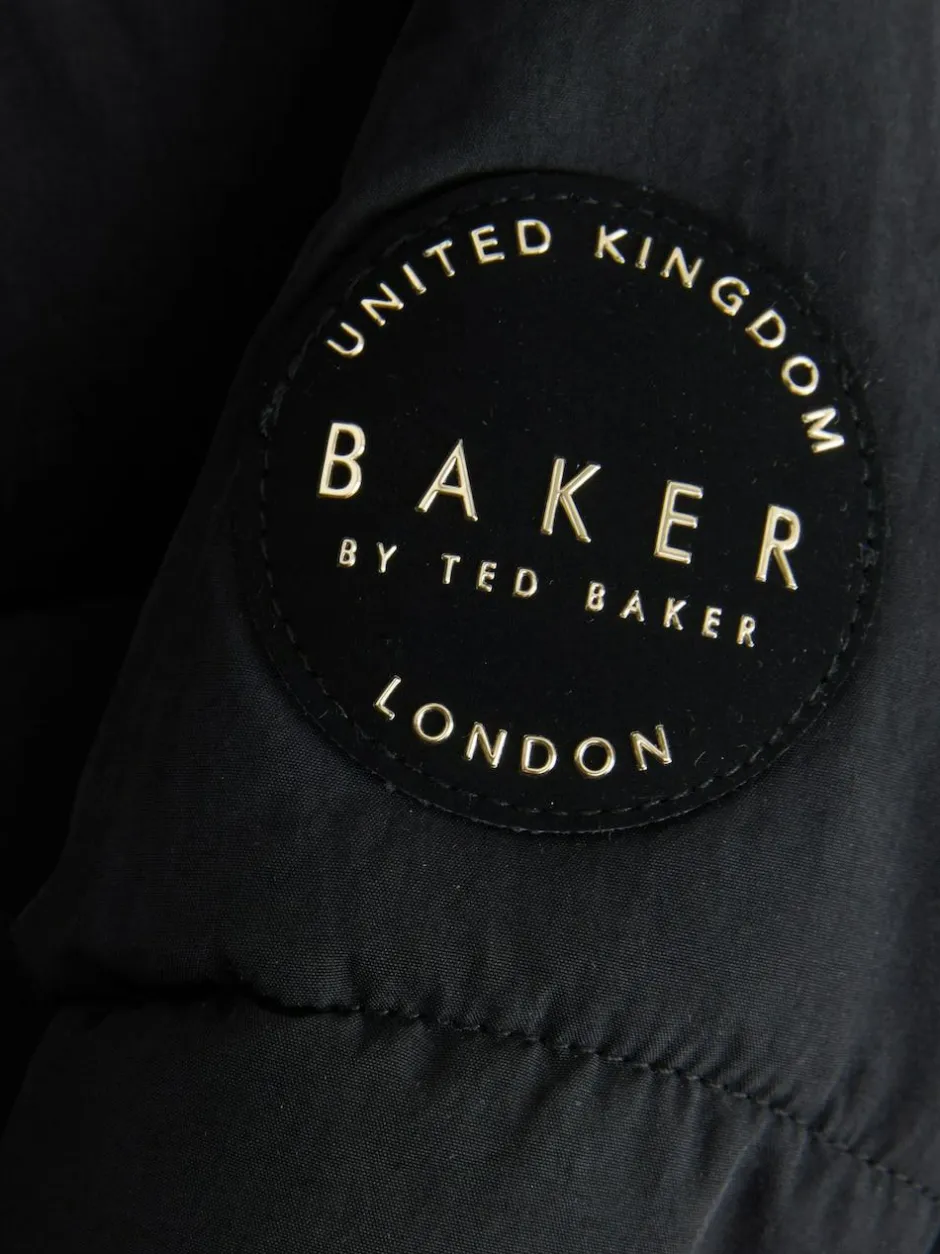 Baker by Ted Baker Girls Shower Resistant Longline Padded Coat Black Clearance