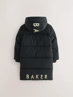 Baker by Ted Baker Girls Shower Resistant Longline Padded Coat Black Clearance