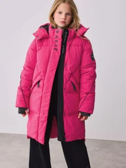 Baker by Ted Baker Girls Shower Resistant Longline Padded Coat Pink Sale