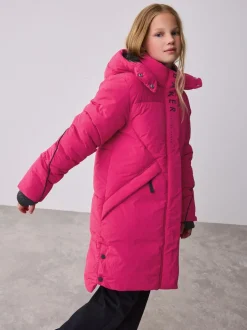 Baker by Ted Baker Girls Shower Resistant Longline Padded Coat Pink Sale