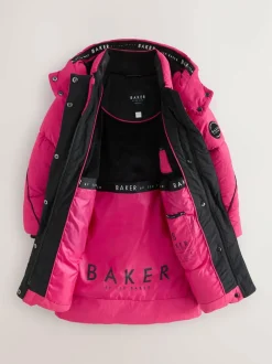 Baker by Ted Baker Girls Shower Resistant Longline Padded Coat Pink Sale