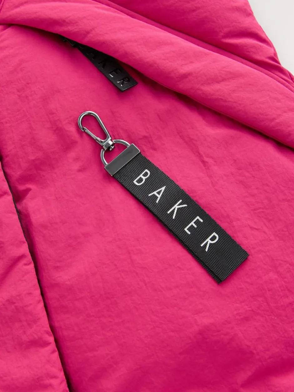 Baker by Ted Baker Girls Shower Resistant Longline Padded Coat Pink Sale