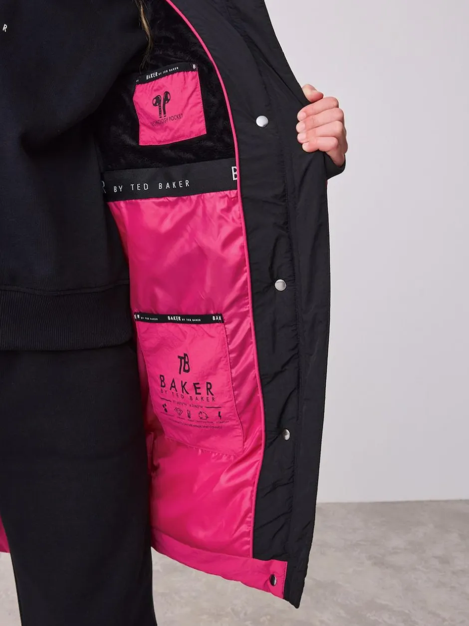 Baker by Ted Baker Girls Shower Resistant Longline Padded Coat Pink Sale