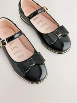 Baker by Ted Baker Girls Back to School Patent Mary Jane Black Shoes with Bow Outlet