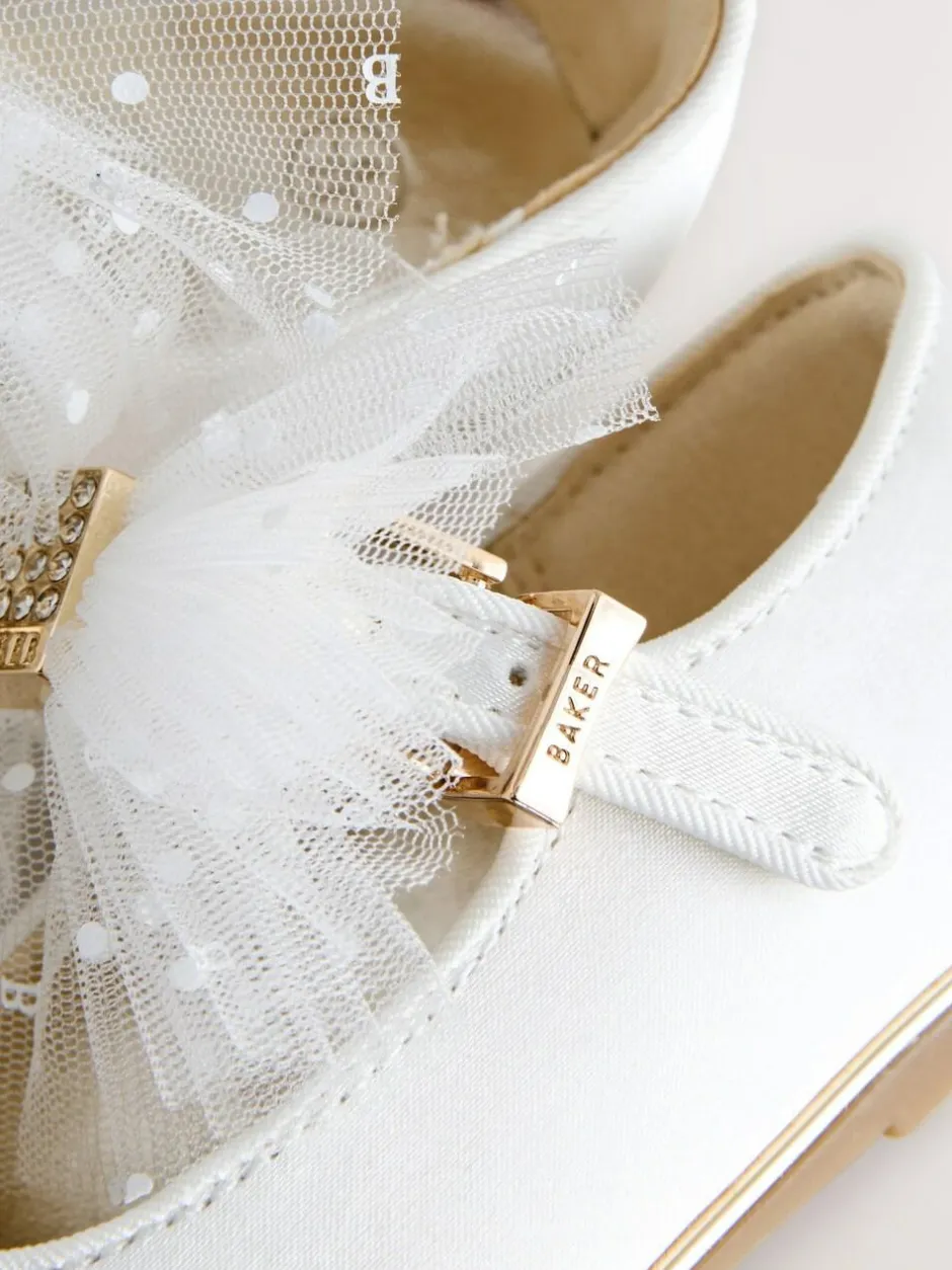 Baker by Ted Baker Girls Mary Jane Bow Occasion Shoes Ivory Hot