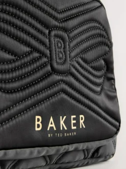 Baker by Ted Baker Girls Back To School Black Quilted Bow Backpack with Pencil Case