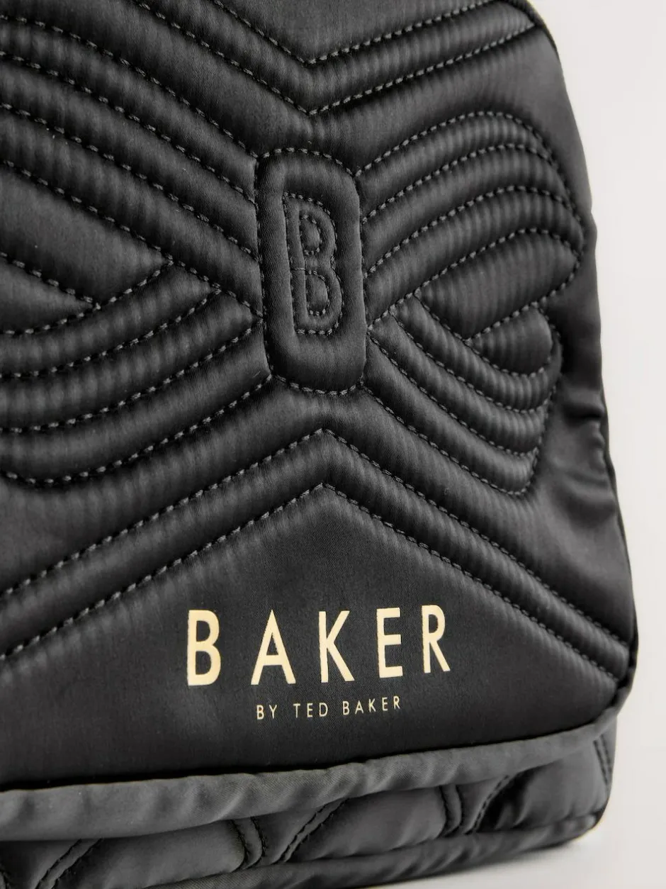 Baker by Ted Baker Girls Back To School Black Quilted Bow Backpack with Pencil Case