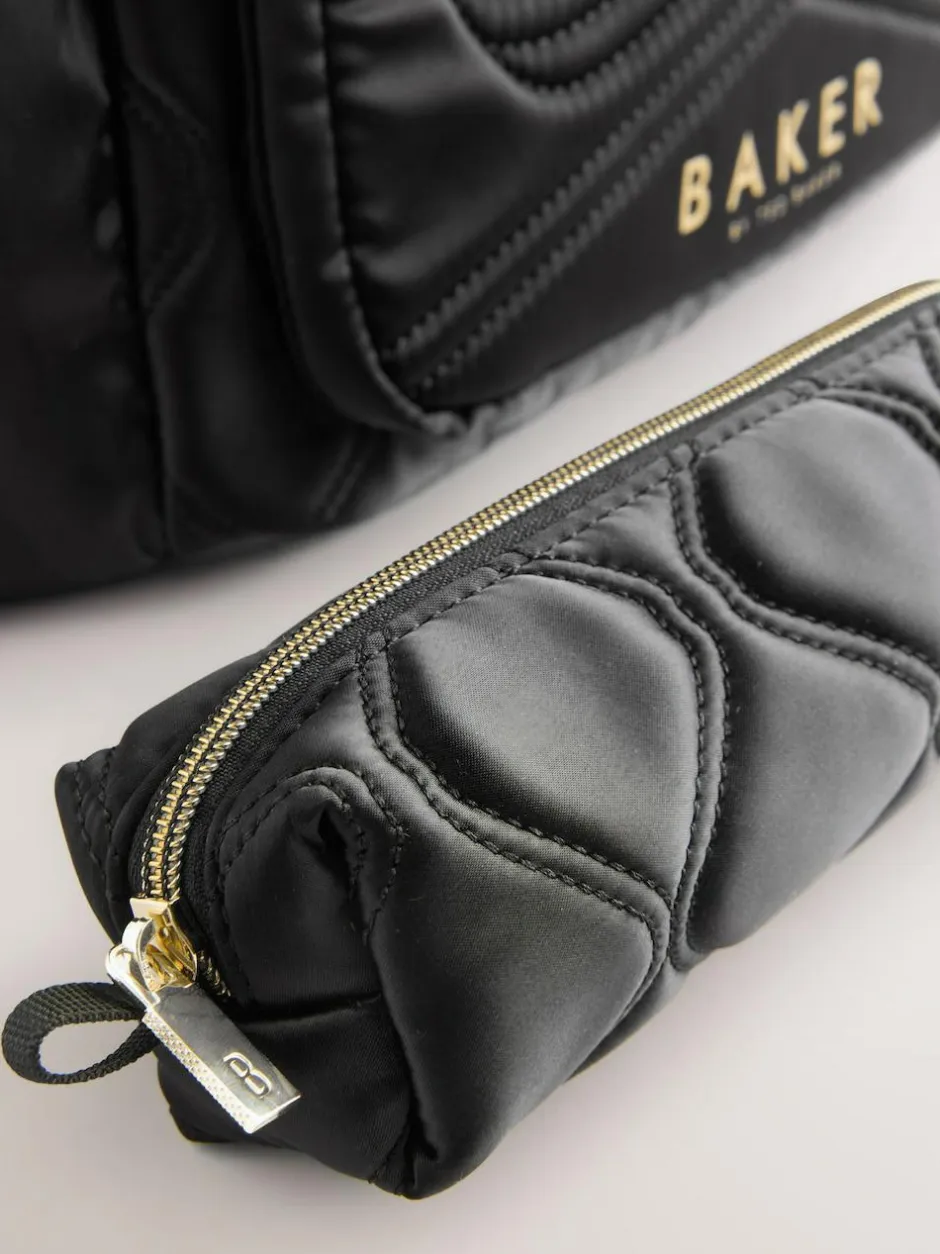 Baker by Ted Baker Girls Back To School Black Quilted Bow Backpack with Pencil Case